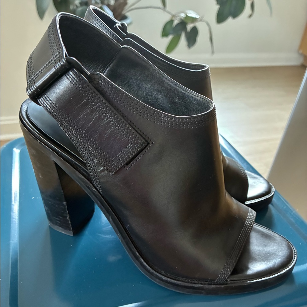 Alexander Wang Charisse black leather peep toe ankle boots, 7.5